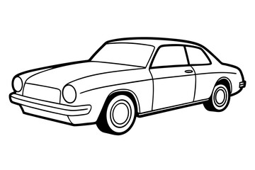 old car line art silhouette vector illustration