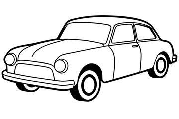old car line art silhouette vector illustration
