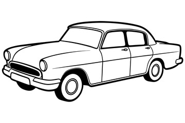 Fototapeta premium old car line art silhouette vector illustration