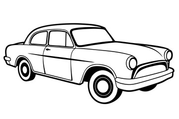 Naklejka premium old car line art silhouette vector illustration