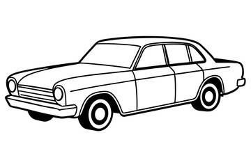 old car line art silhouette vector illustration