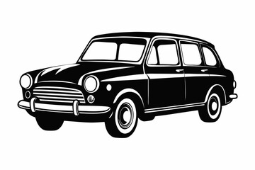 Fototapeta premium old car line art silhouette vector illustration