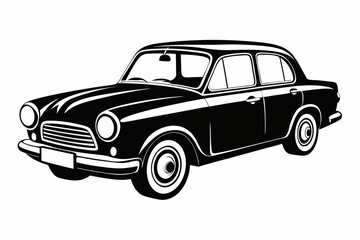 Obraz premium old car line art silhouette vector illustration