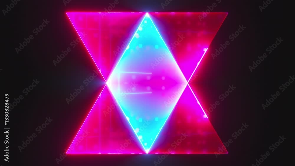 Poster abstract neon triangle shape. computer generated 3d render