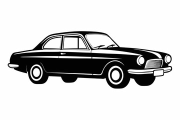 old car line art silhouette vector illustration