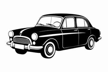 old car line art silhouette vector illustration