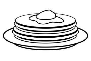 pancakes line art silhouette vector illustration