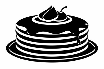 pancakes line art silhouette vector illustration