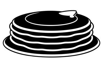 pancakes line art silhouette vector illustration