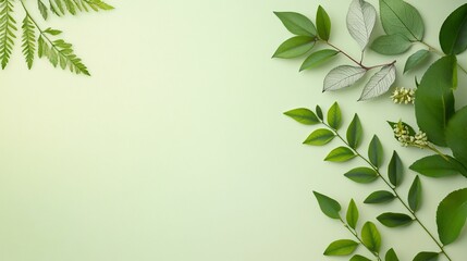Naklejka premium Fresh Green Leaves on Soft Background for Nature and Wellness Themes