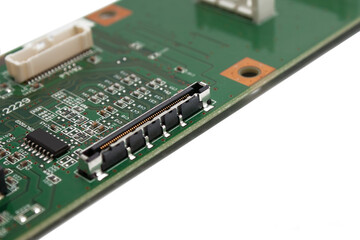 Close-up of electronic circuit board with connector
