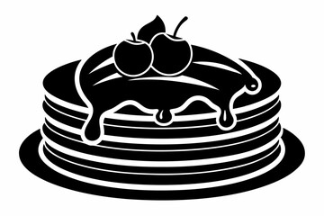pancakes line art silhouette vector illustration