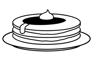 pancakes line art silhouette vector illustration