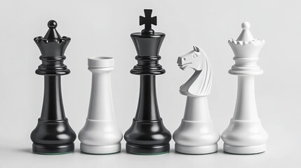 black and white chess pieces