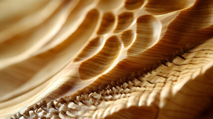 Carved wooden spoon emphasizing natural grain details