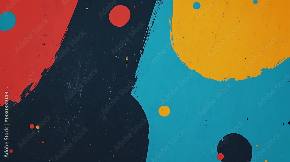 Poster colorful abstract paint strokes and circles displayed on textured background