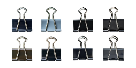 Colorful Binder Clips Collection for Office Use, PNG collection, set bundle, isolate on transparent or white background