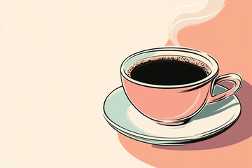 Obraz premium Cup of hot coffee with rising steam isolated on a solid color background