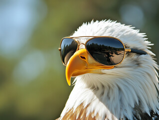 Eagle wearing aviator sunglasses
