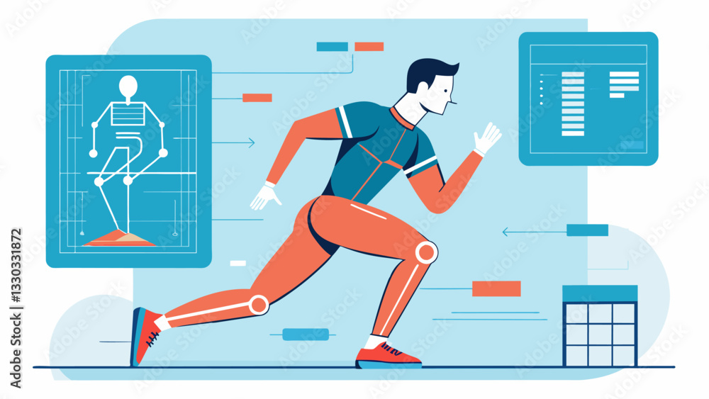 Poster detailed biomechanical data is collected during training sessions to analyze and improve an athletes