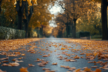 Sunny autumn in urban park outdoors generative ai