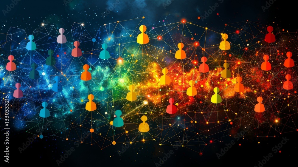Poster online user infographic. networking. analytics data visualization. user chat network connection. dig