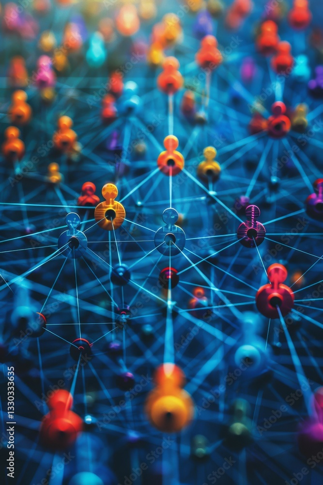 Poster online user infographic. networking. analytics data visualization. user chat network connection. dig