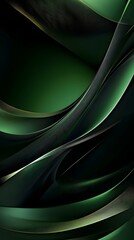 A modern luxury abstract graphic featuring smooth gradient transitions from black to green, enriched with soft light effects and a fine grain overlay for a sophisticated and impactful visual
