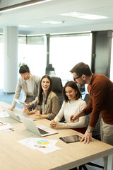 Team collaboration in a modern office environment during a productive brainstorming session