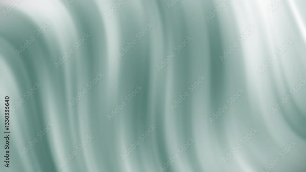 Poster a smooth, flowing abstract pattern in soft green and white tones, creating a serene and calming atmo