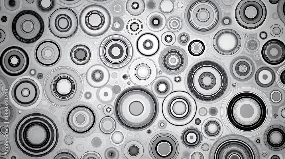 Aufkleber an abstract artistic composition of various sized concentric circles in shades of gray