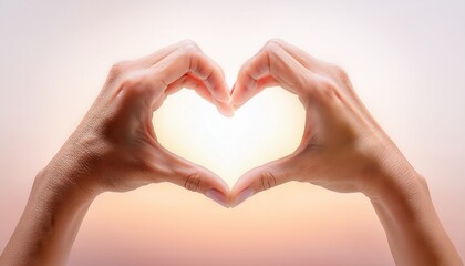 A mother’s loving hands forming a heart shape, gently blended into a warm pastel gradient, symbolizing love, care, and tenderness, perfect for heartfelt celebrations like Mother’s Day.
