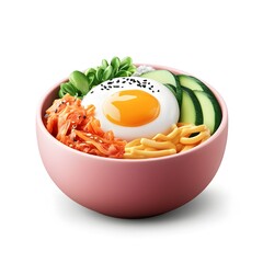 Delicious Bibimbap Bowl with Fried Egg Kimchi and Vegetables Korean Food