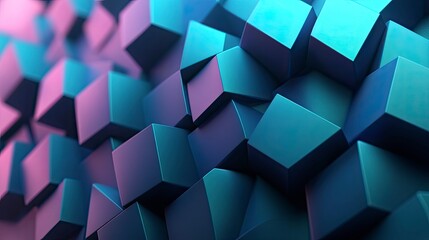 Abstract Cubes Background with Blue and Purple Lighting Effect Concept