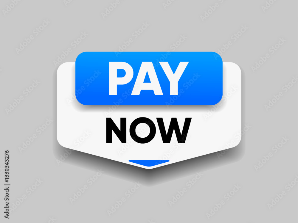 Poster 3d buy now pay now blue button with hand cursor. button hand pointer clicking. click here banner wit
