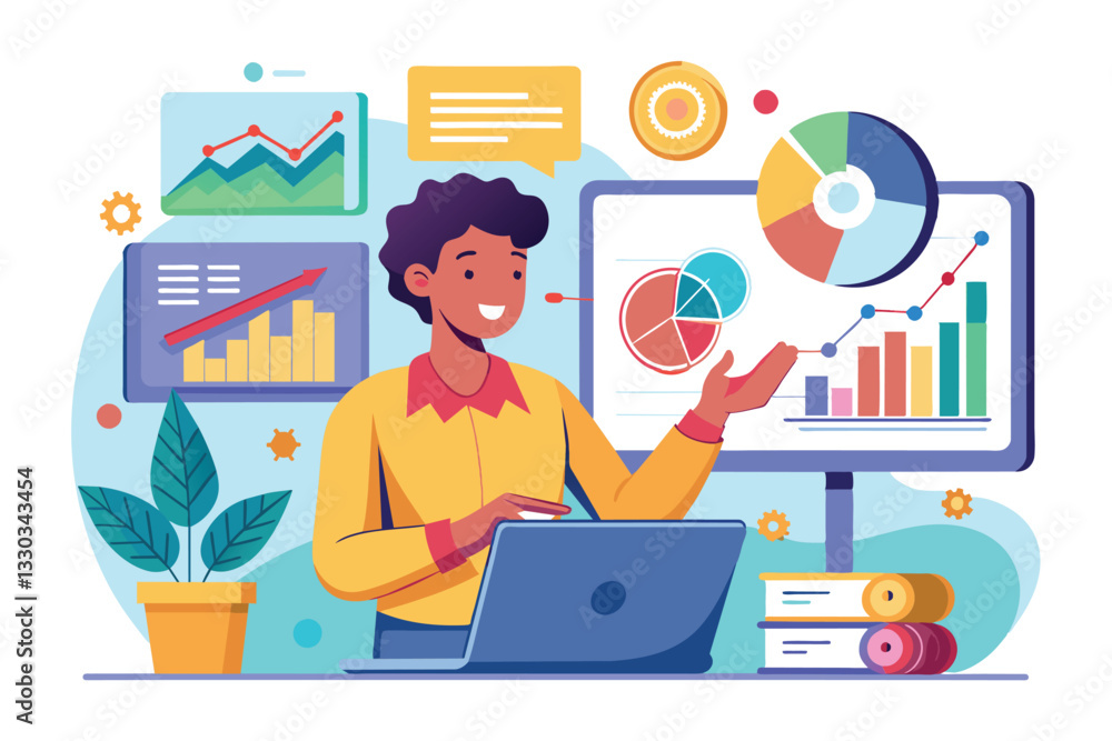 Aufkleber a professional is engaged in a business management training session analyzing data trends and visual