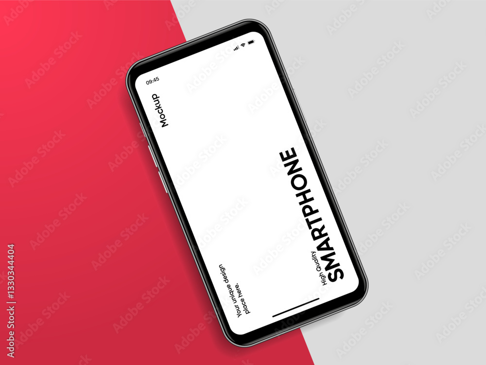 Aufkleber Realistic smartphone mockup. Mobile phone vector with isolated on white background. Device front view. 3D mobile phone with shadow. Realistic, high quality smart phone mockup for ui ux presentation.