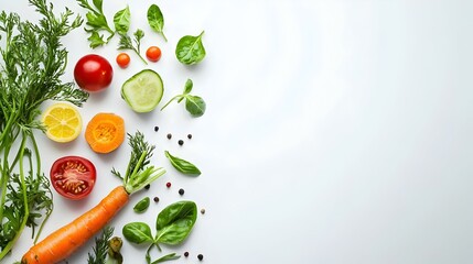 Fototapeta premium 新鮮な野菜の盛り合わせ、白い背景で分離