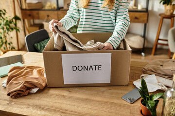Sorting clothes for donation enhances sustainable living choices