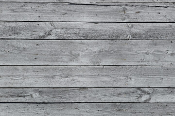 The texture of gray from old wooden planks arranged in a vertical order. Background for further design. Ancient building material. Rough relief texture of natural wood. Combustible insulating surface