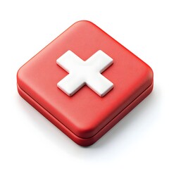 Obraz premium Red First Aid Kit Box 3D Illustration Medical Cross Symbol Healthcare Emergency