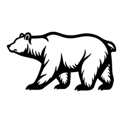 Obraz premium Minimalist Full Body Bear Walking Illustration Black and White Outline Line Art Drawing Style