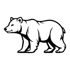 Obraz premium Full Body Bear Silhouette Walking Simple Detailed Black and White Outline Line Art Drawing Vector