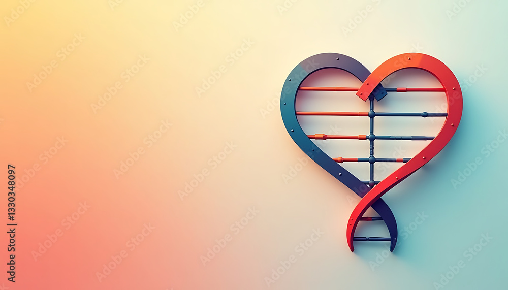 Poster heart-shaped design with colorful elements on soft background