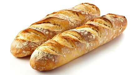 Freshly baked baguette isolated on white