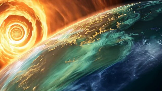 Planet nahe einer Sonnenexplosion mit starker Strahlung