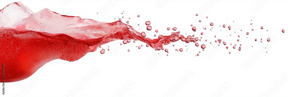 Poster a splash of red liquid is splashing out of a bottle. the splash is very large and is almost covering