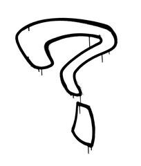 Sprayed question mark with overspray in black over white. Vector illustration.