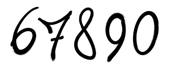 Obraz premium Graffiti spray font alphabet. Digits. Part 7. Vector illustration
