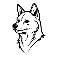 Obraz premium Minimalist Shiba Inu Full Body Black and White Outline Line Art Drawing Silhouette Graphic Design